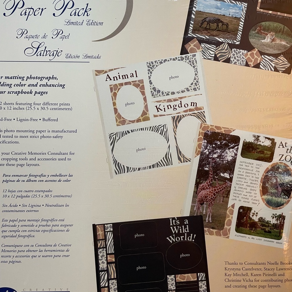 Creative Memories Wild Side Paper Pack Limited Edition